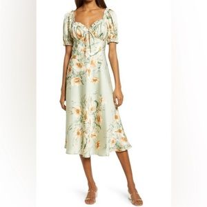Sage floral midi dress